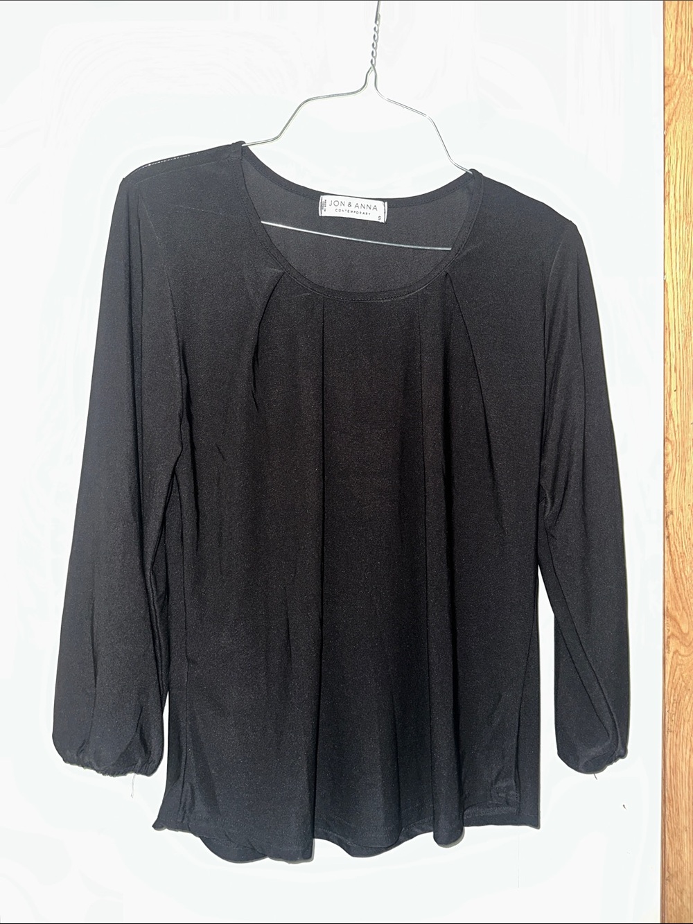 Jon & Anna Black Pleated Front Long-Sleeve Blouse